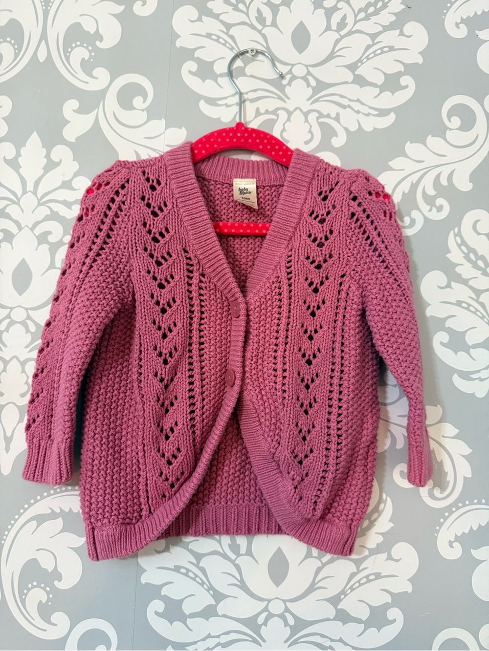 💫10/$25 • Osh Kosh Dusty Rose Openwork Knit Cardigan